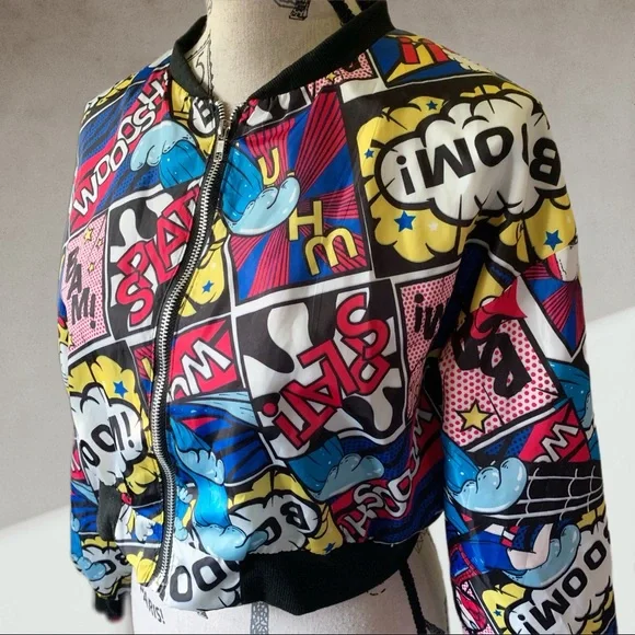 Comic print light jacket S-M - Picture 5 of 5